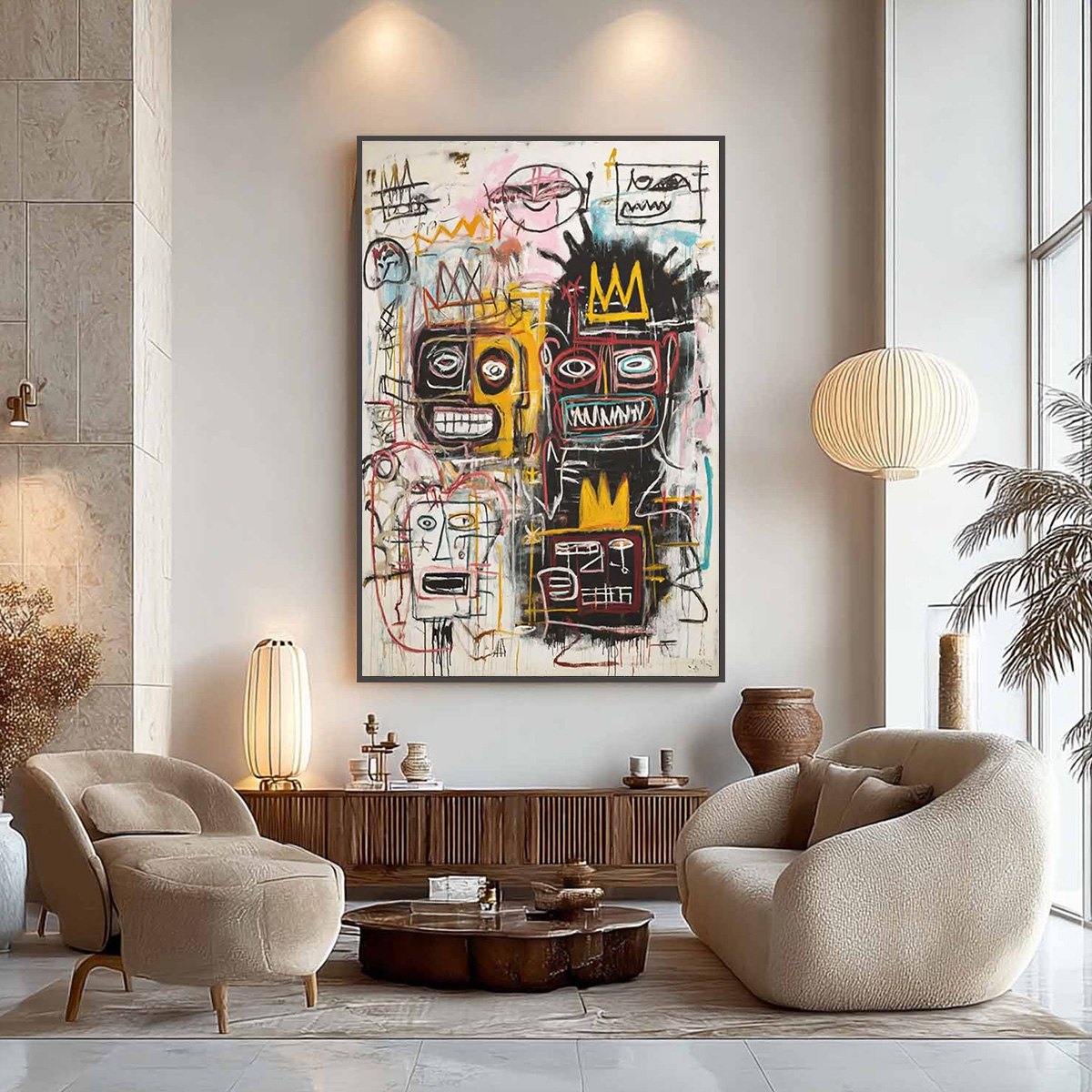 CROWNED FIGURES: Graffiti-Style Portrait Oil Painting