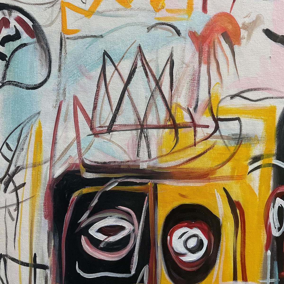 CROWNED FIGURES Graffiti-Style Portrait Oil Painting