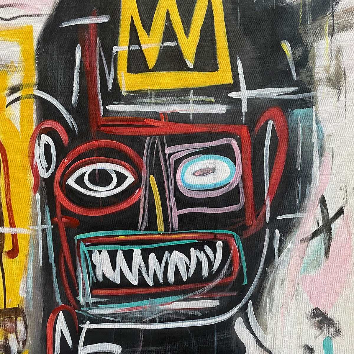 CROWNED FIGURES Graffiti-Style Portrait Oil Painting