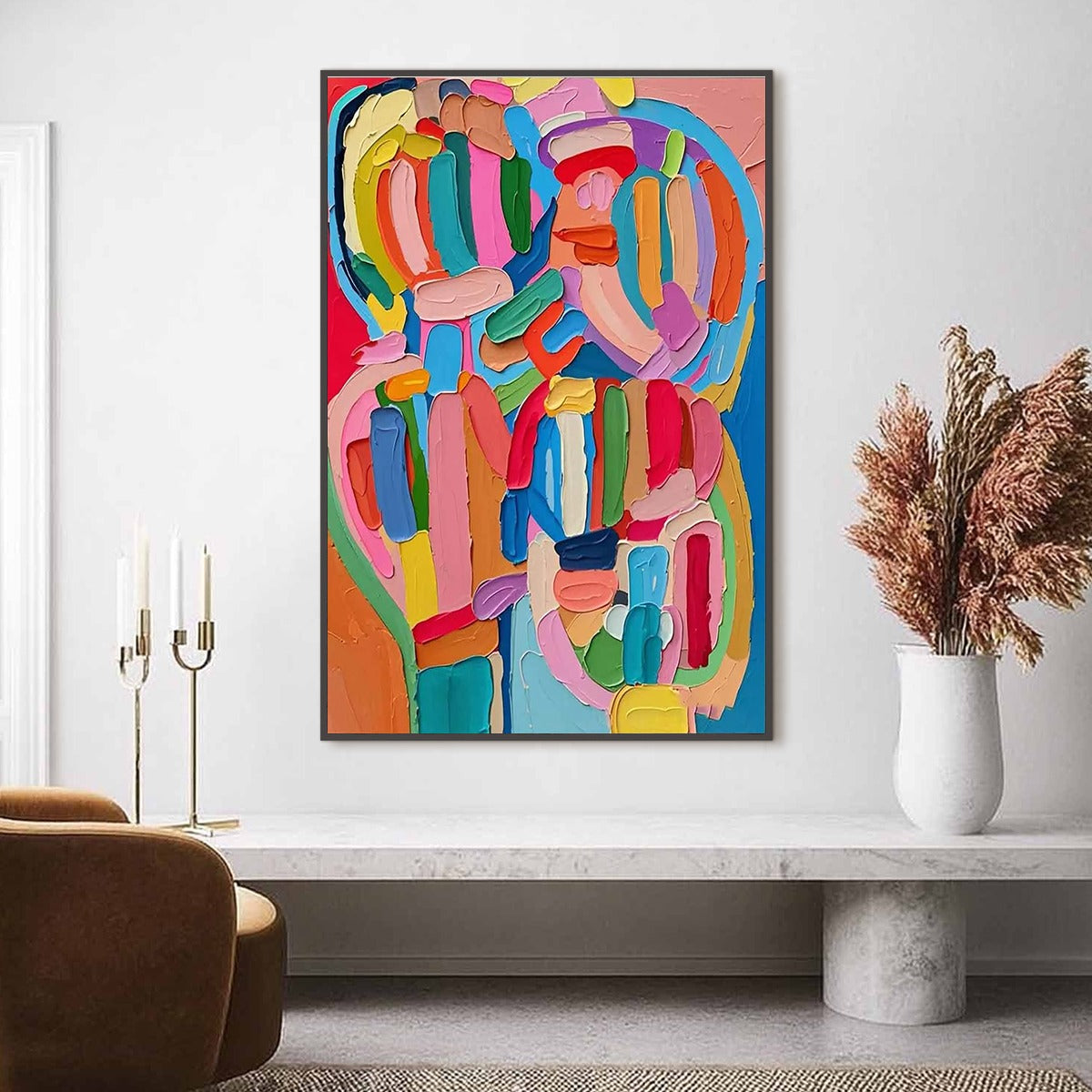 Carnival Echo oil painting – impasto abstract colorful wall art