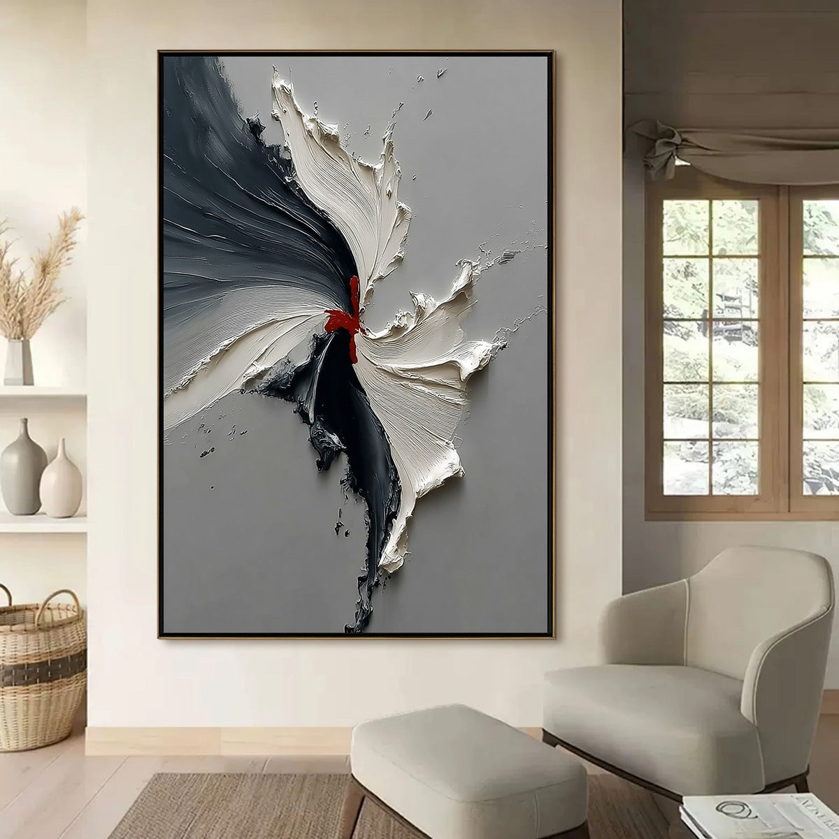 Catalyst: Grey & Black Textured Abstract Impasto Oil Painting