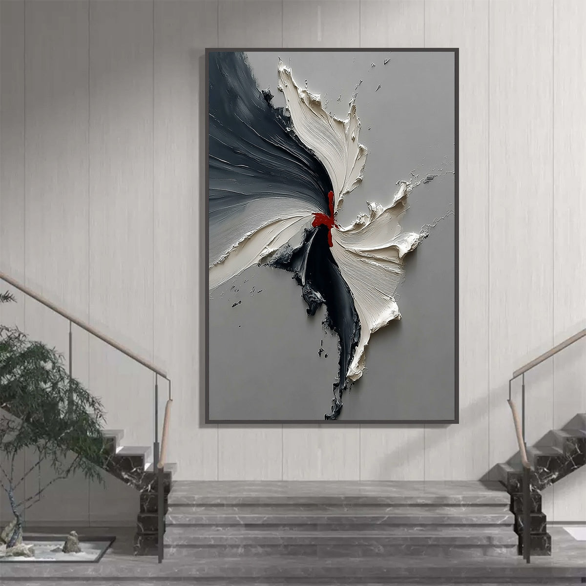 Catalyst: Grey & Black Textured Abstract Impasto Oil Painting