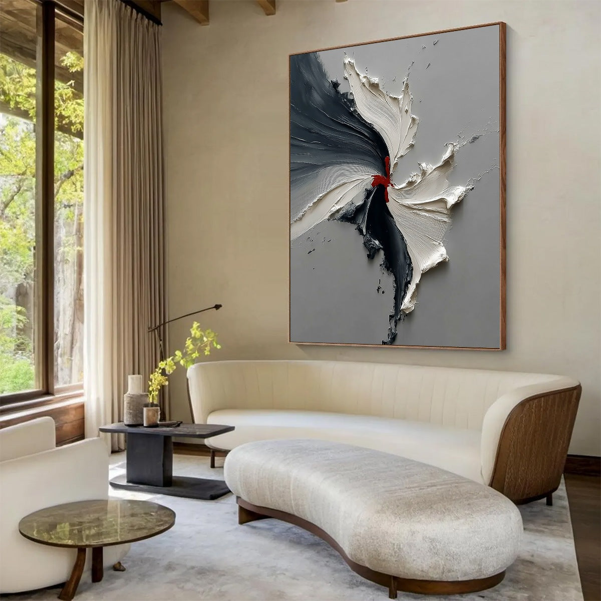 Catalyst: Grey & Black Textured Abstract Impasto Oil Painting