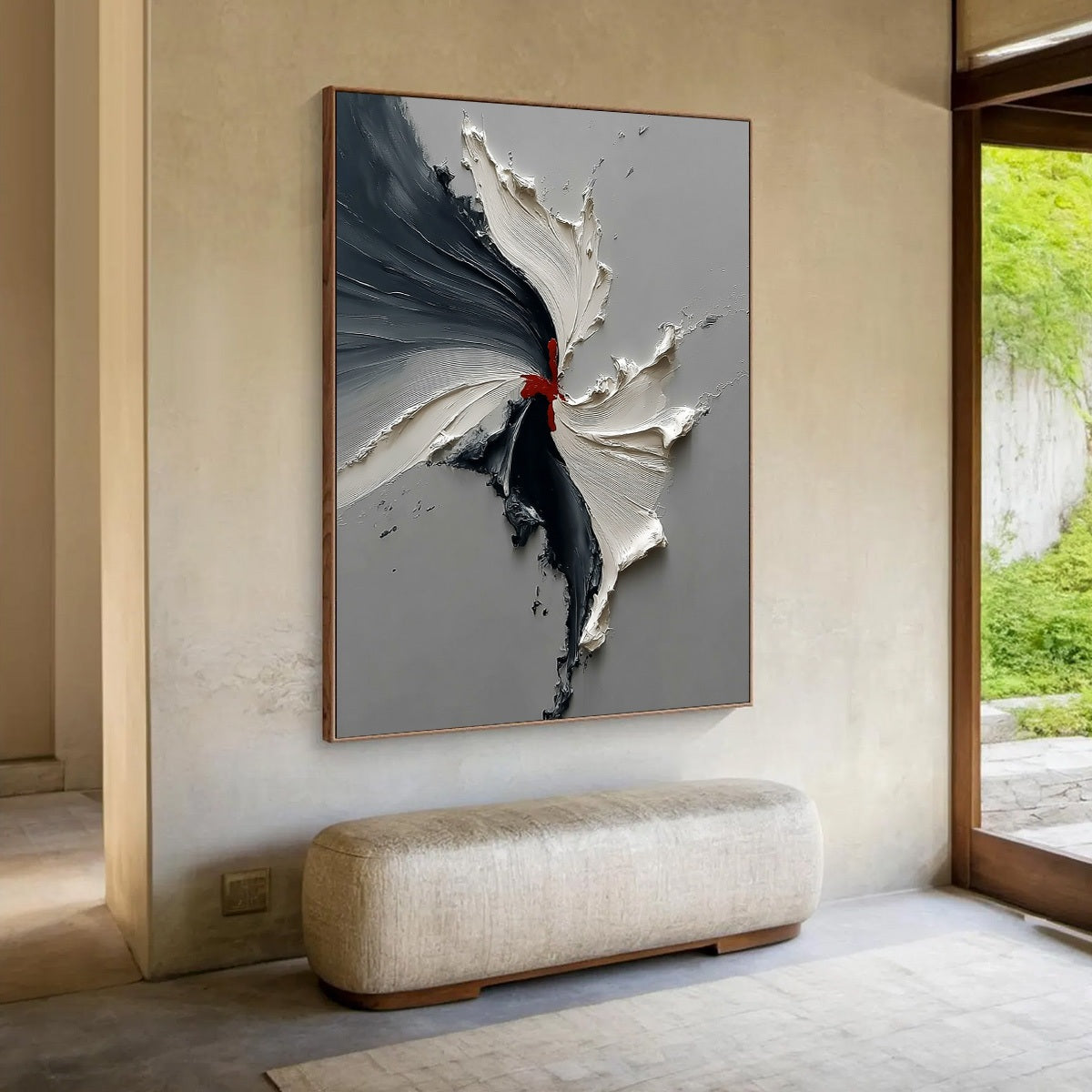 Catalyst: Grey & Black Textured Abstract Impasto Oil Painting