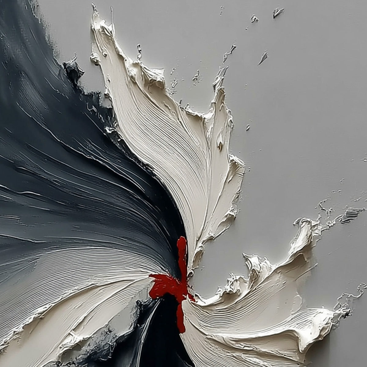 Catalyst: Grey & Black Textured Abstract Impasto Oil Painting
