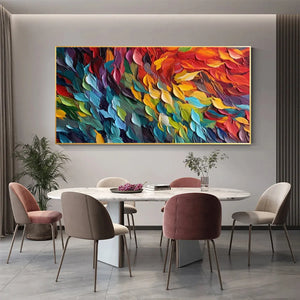 Chroma Whispers: Colorful Abstract Impasto Oil Painting on Canvas