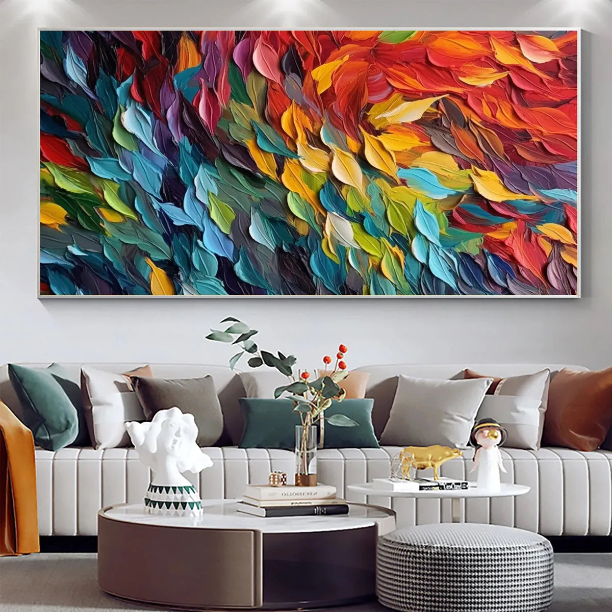 Chroma Whispers: Colorful Abstract Impasto Oil Painting on Canvas