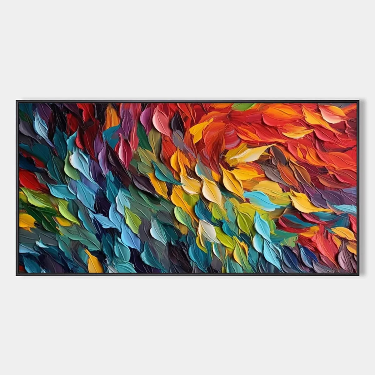 Chroma Whispers: Colorful Abstract Impasto Oil Painting on Canvas