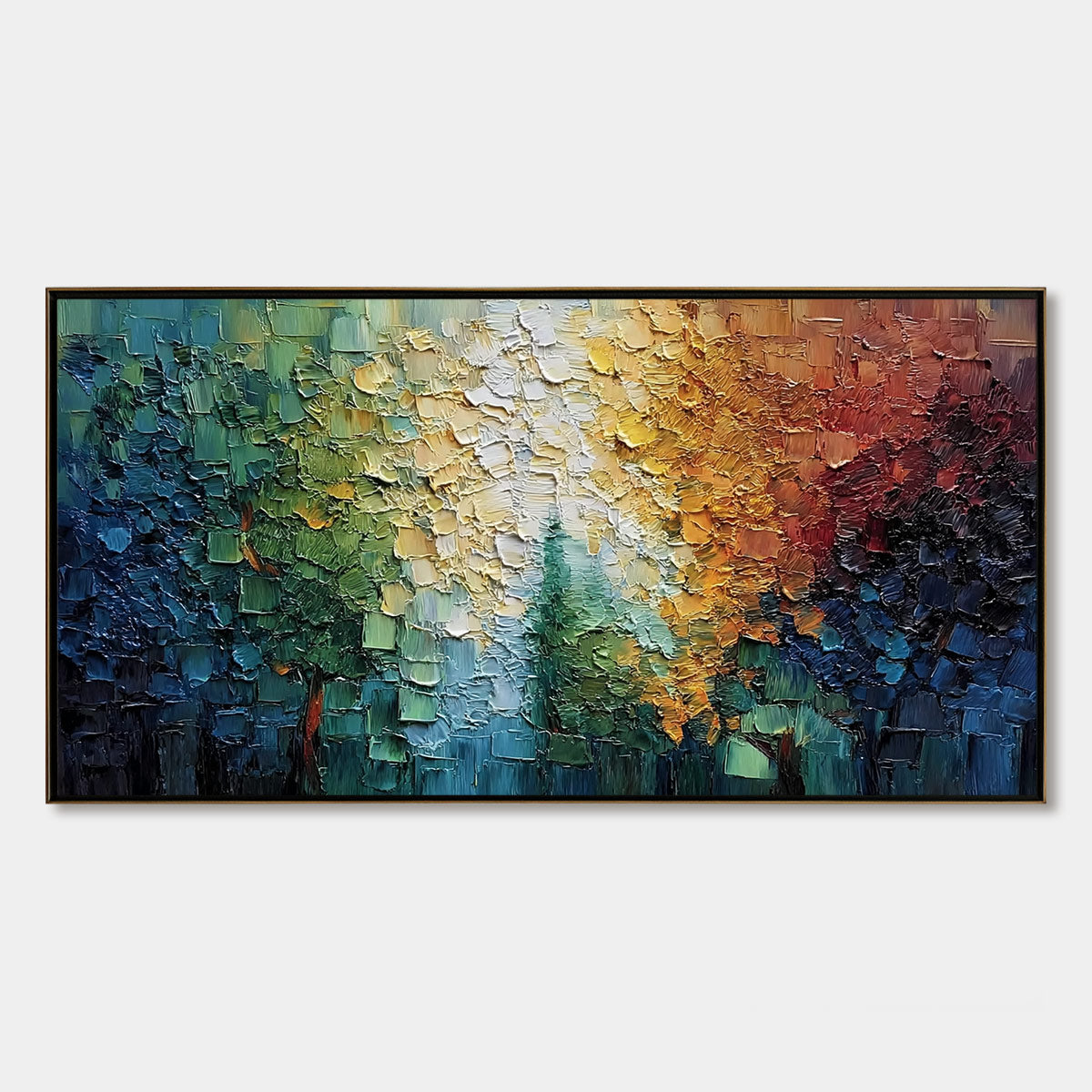 Chromatic Canopy Textured Abstract Forest Landscape Oil Painting