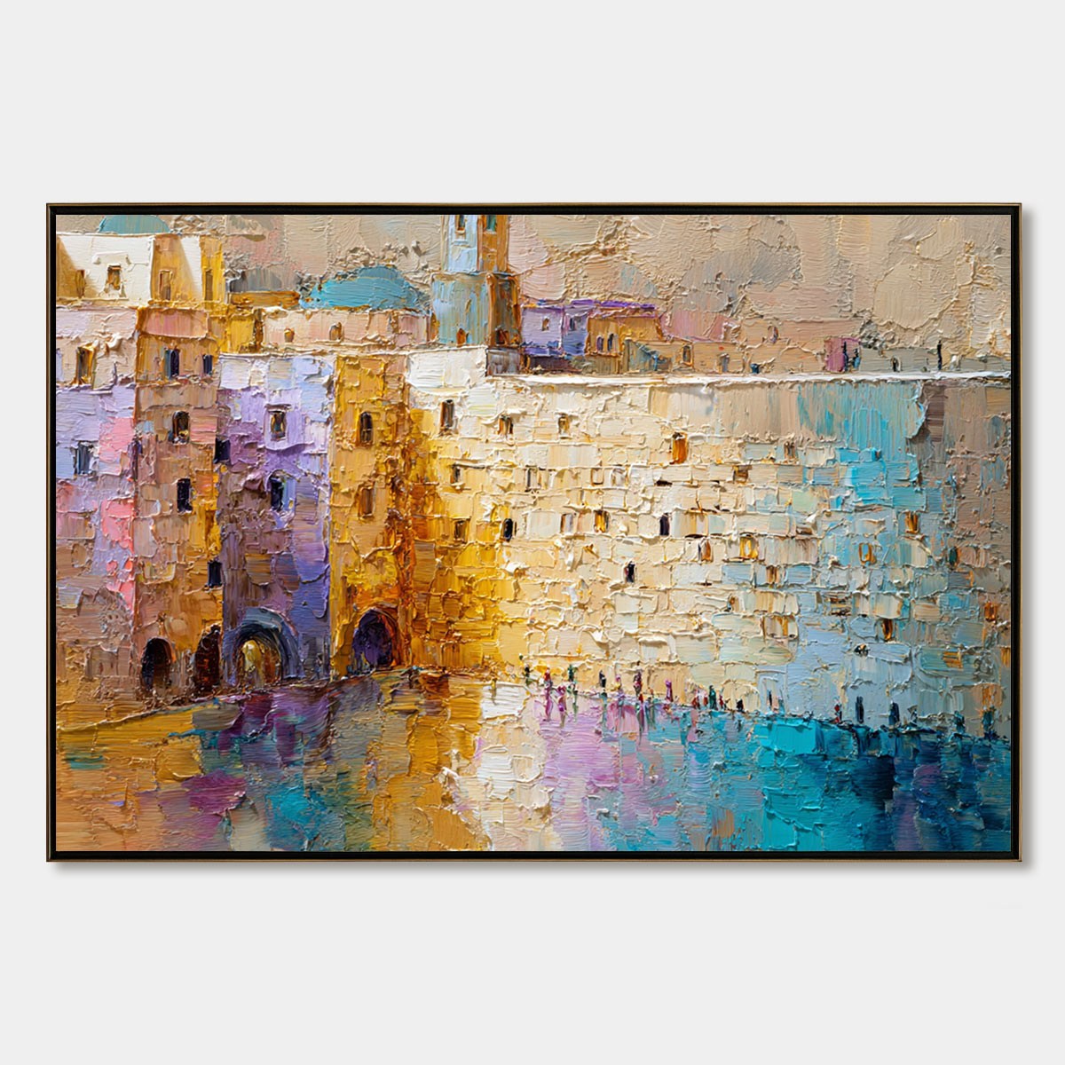 Citadel of Memories: Textured Impasto Cityscape Oil Painting