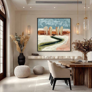 Coastal Sentinels | Textured Abstract Landscape Oil Painting