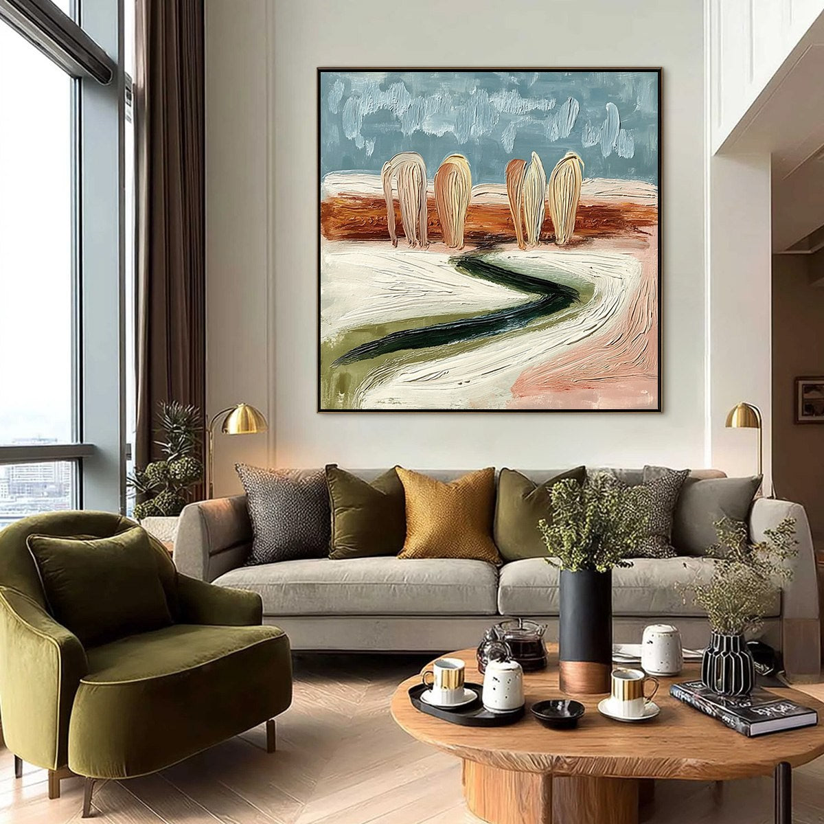 Coastal Sentinels | Textured Abstract Landscape Oil Painting