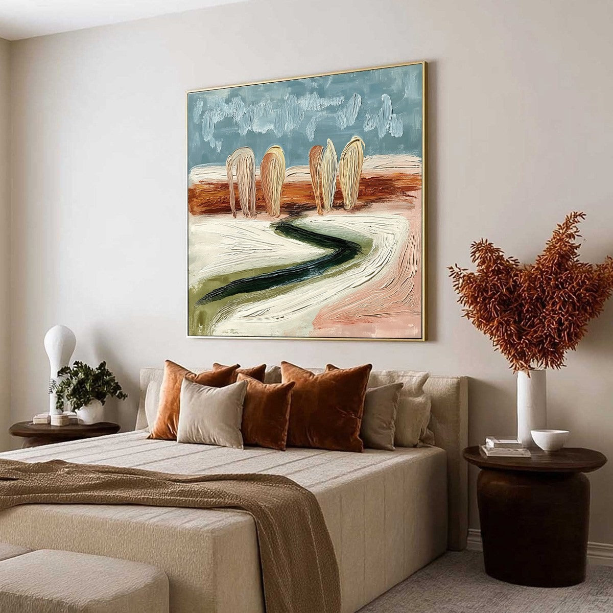 Coastal Sentinels | Textured Abstract Landscape Oil Painting