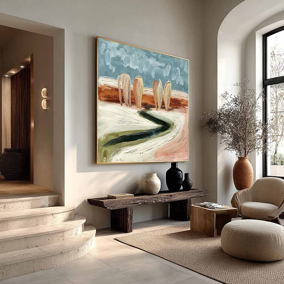 Coastal Sentinels | Textured Abstract Landscape Oil Painting