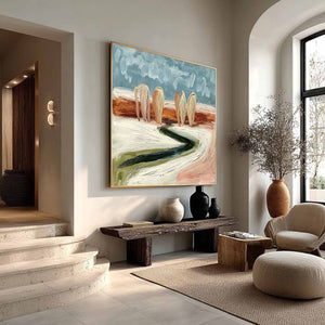 Coastal Sentinels | Textured Abstract Landscape Oil Painting