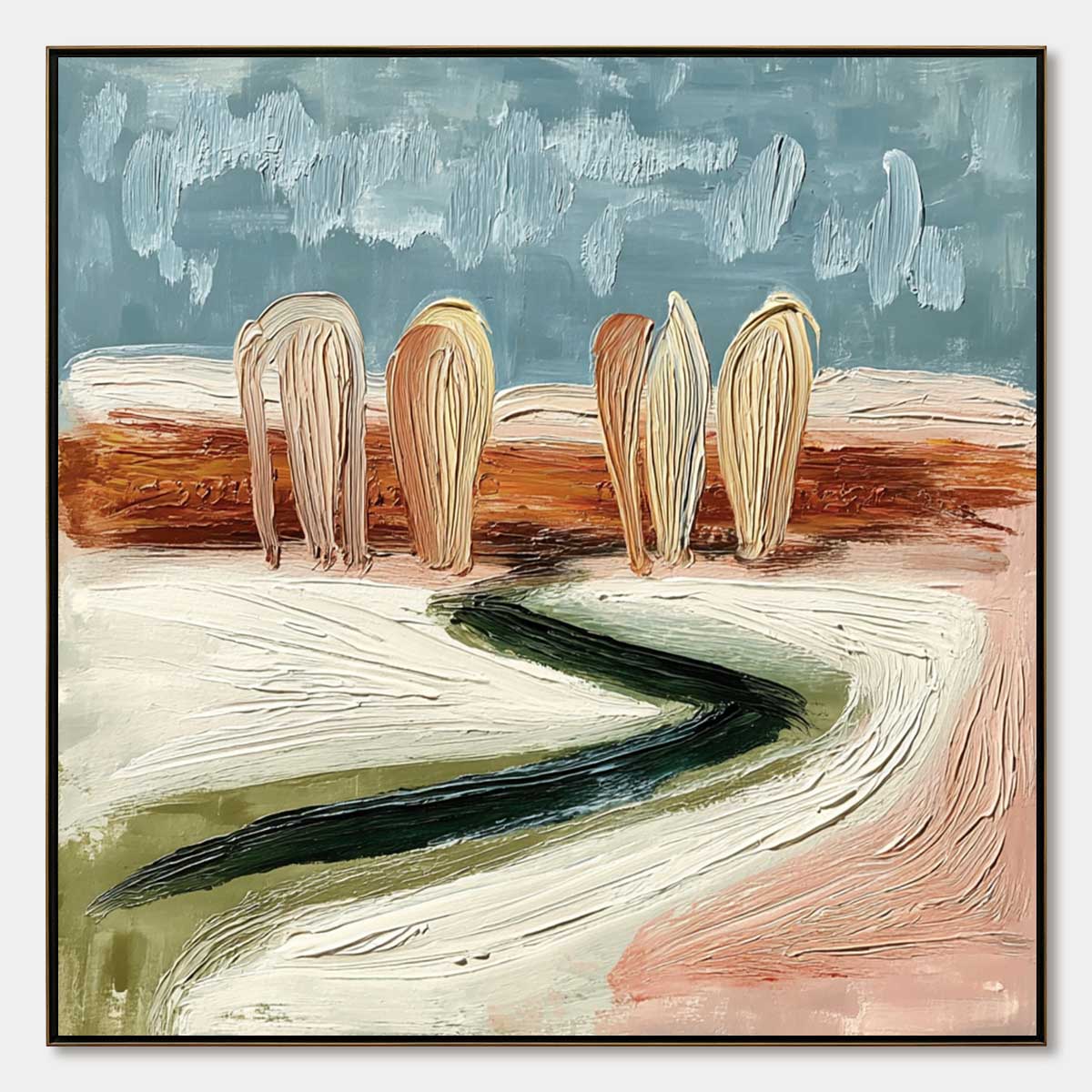 Coastal Sentinels | Textured Abstract Landscape Oil Painting