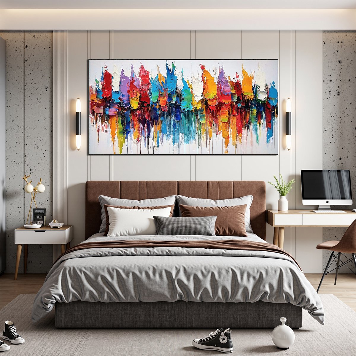 Colorfalls: Original Panoramic Abstract Oil Painting - Vibrant