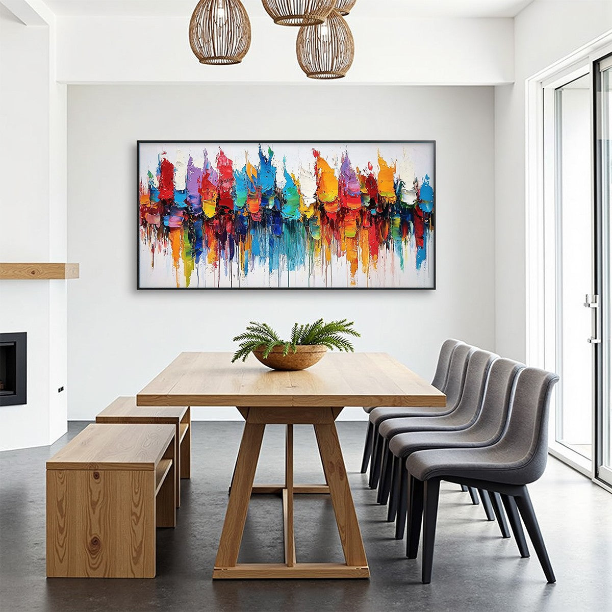 COLORFALLS: Panoramic Abstract Oil Painting in Vibrant Hues