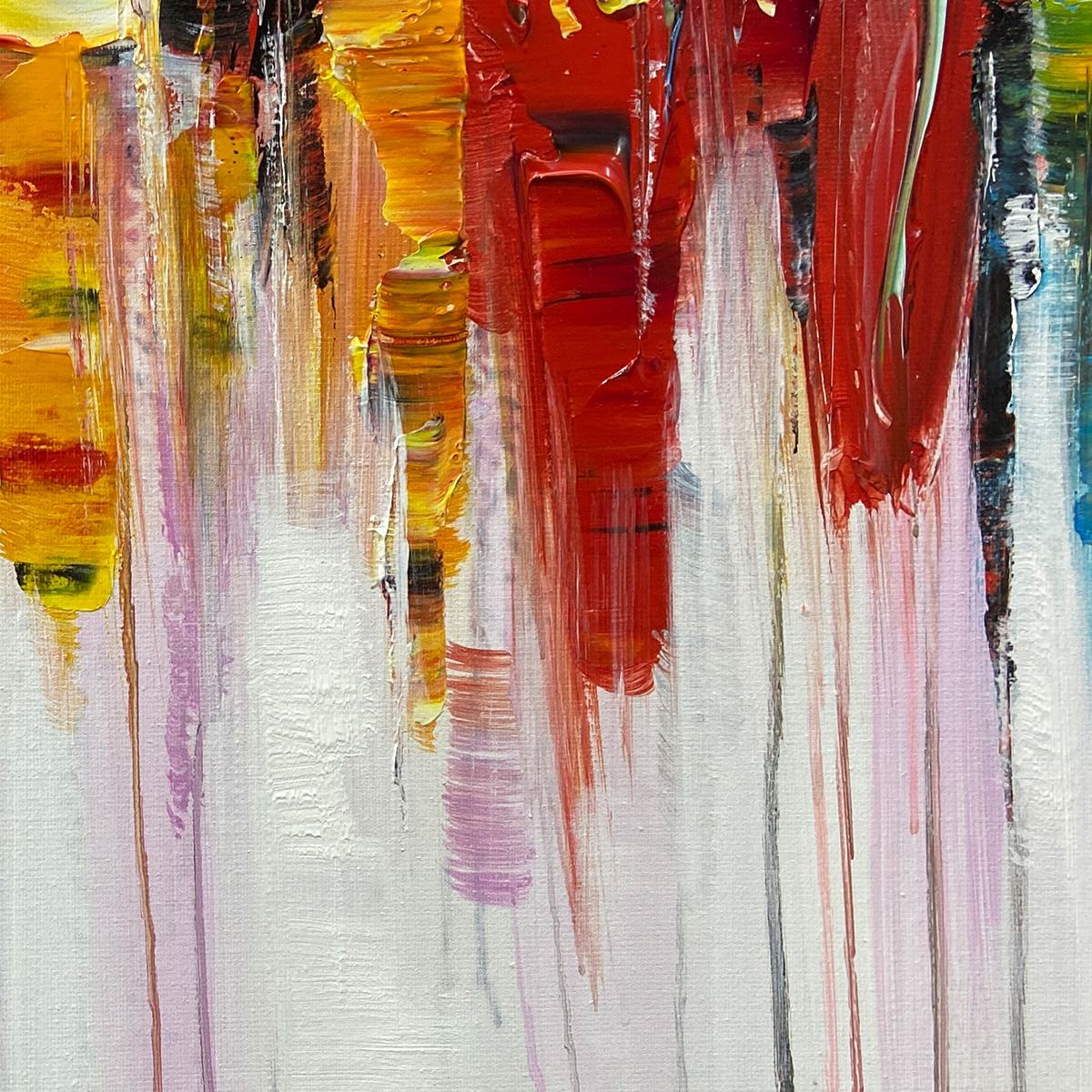 Colorfalls: Original Panoramic Abstract Oil Painting - Vibrant Colorful Wall Art Decor