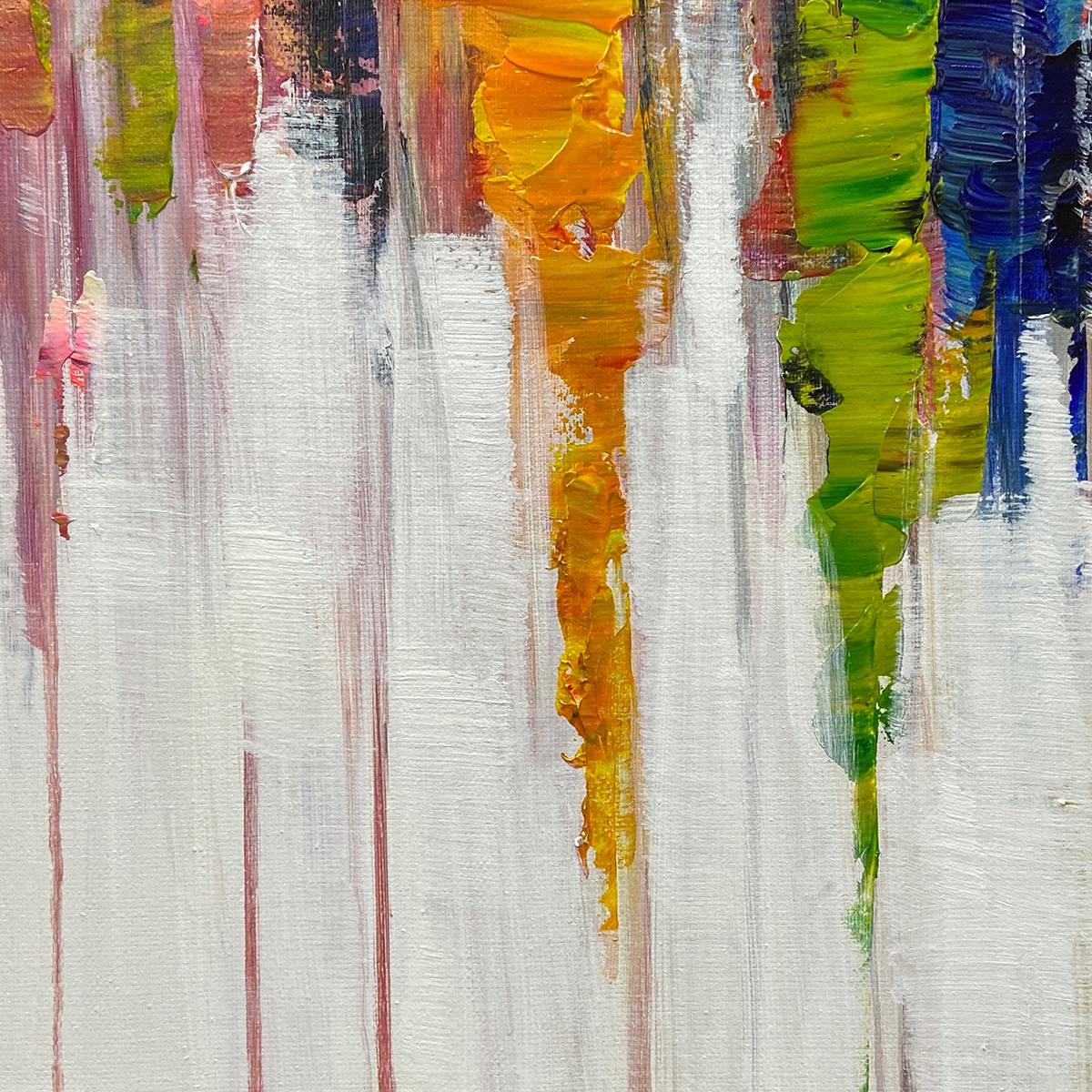 Colorfalls: Original Panoramic Abstract Oil Painting - Vibrant Colorful Wall Art Decor