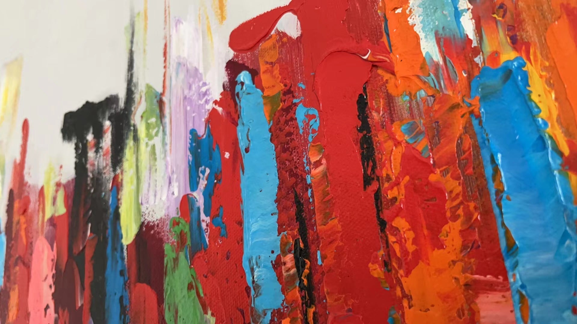 COLORFALLS: Panoramic Abstract Oil Painting in Vibrant Hues