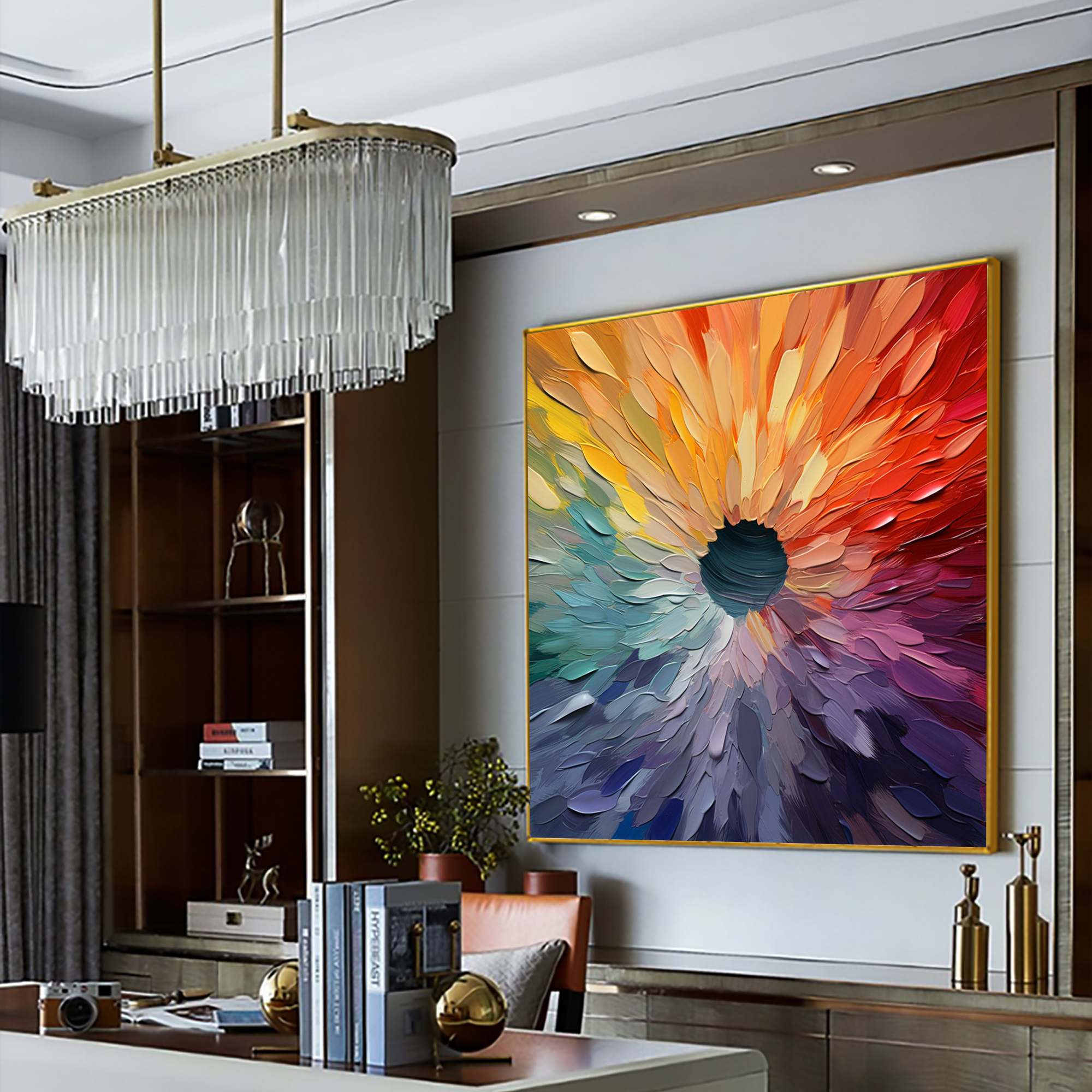 Chroma Bloom: Colorful Abstract Impasto Oil Painting Canvas Wall Art Home Decor