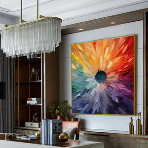 Chroma Bloom: Colorful Abstract Impasto Oil Painting Canvas Wall Art Home Decor