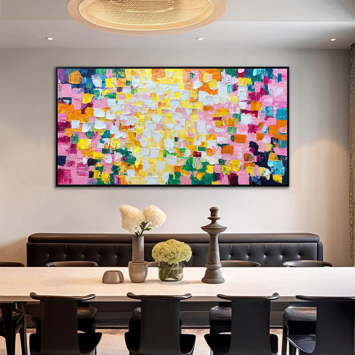 Confetti Dream: Colorful Abstract Impasto Oil Painting Canvas Wall Art Home Decor
