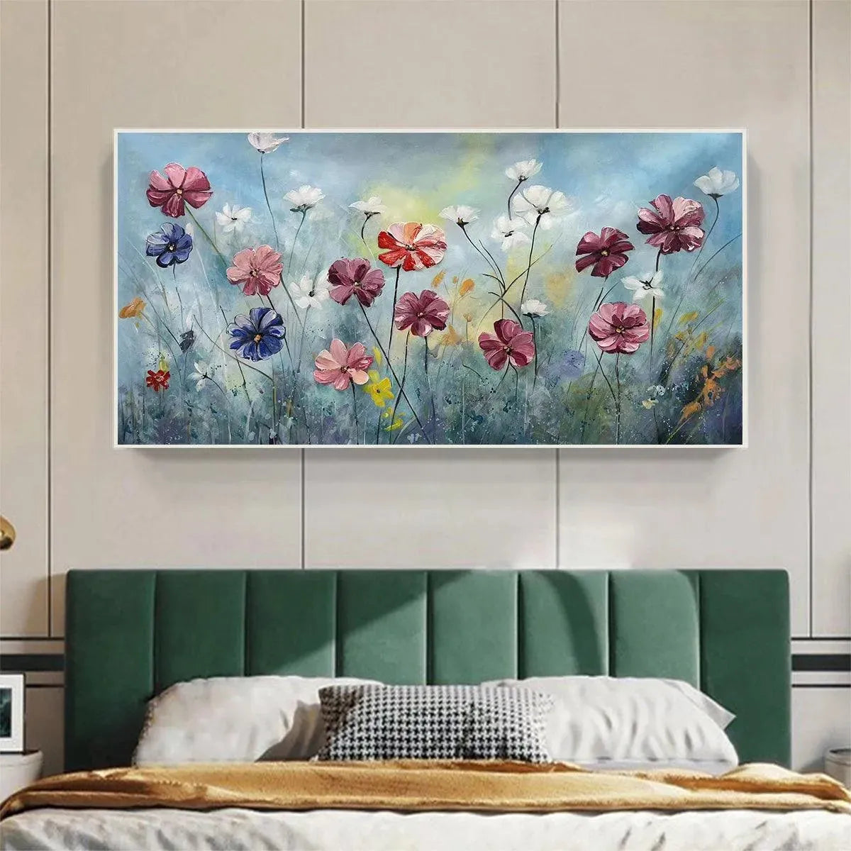 Colorful Floral Oil Painting - Hand-Painted Vibrant Garden Wall Art
