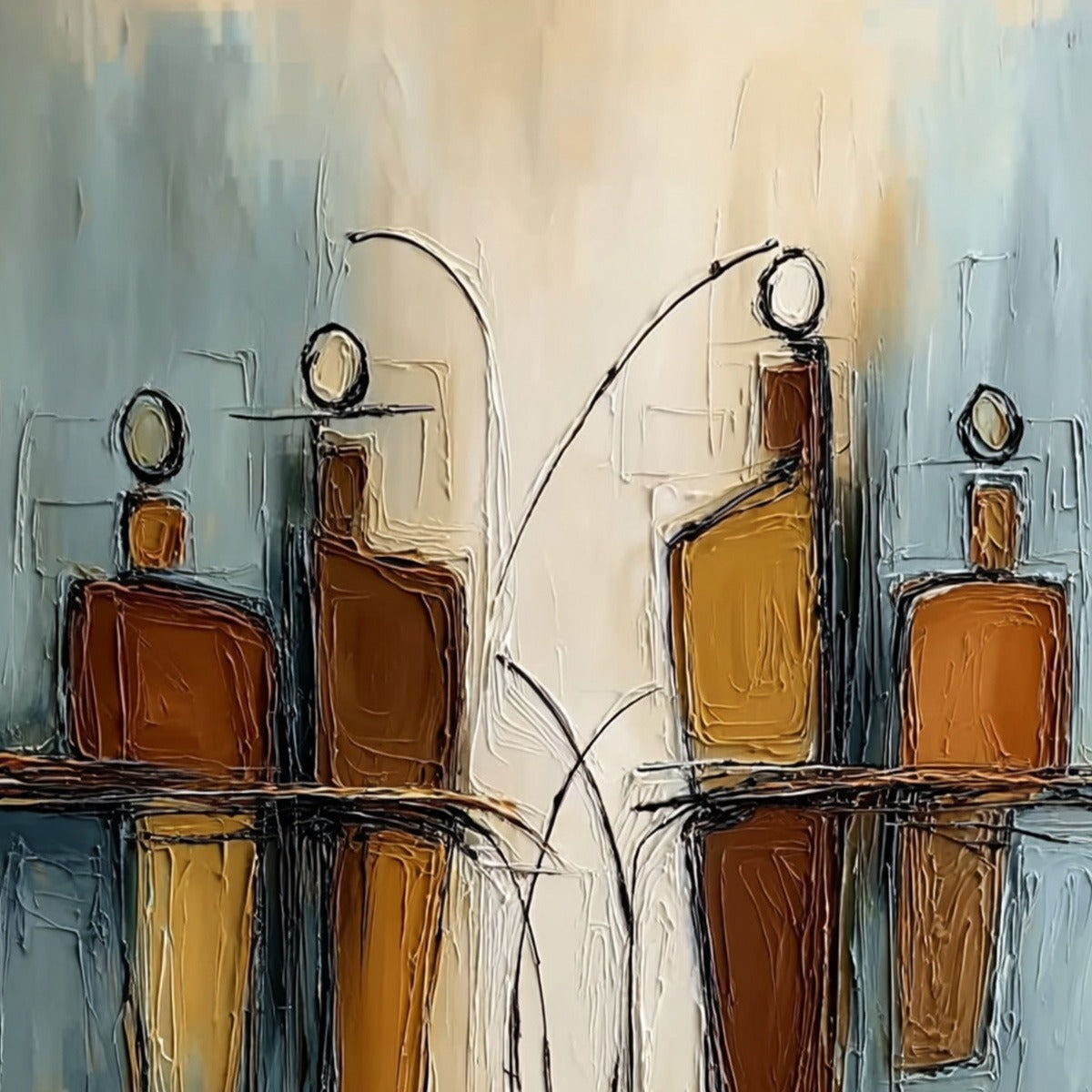 Convergence: Vertical Textured Abstract Oil Painting for Walls