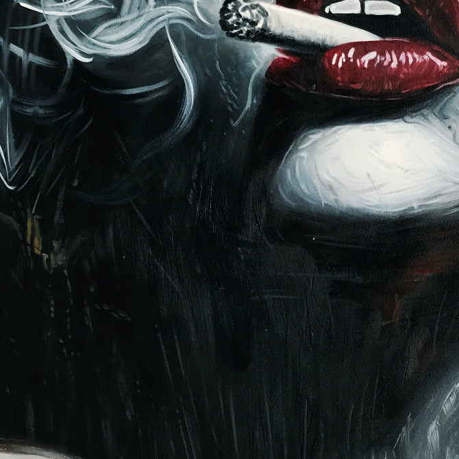 Crimson Muse: Vertical Portrait Oil Painting Canvas Wall Art