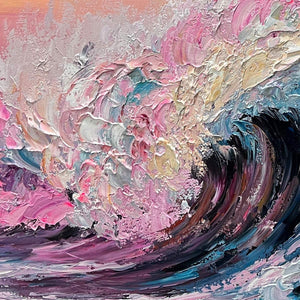 Crystal Crest: Original Impasto Ocean Wave Oil Painting - Textured Seascape Wall Art Decor