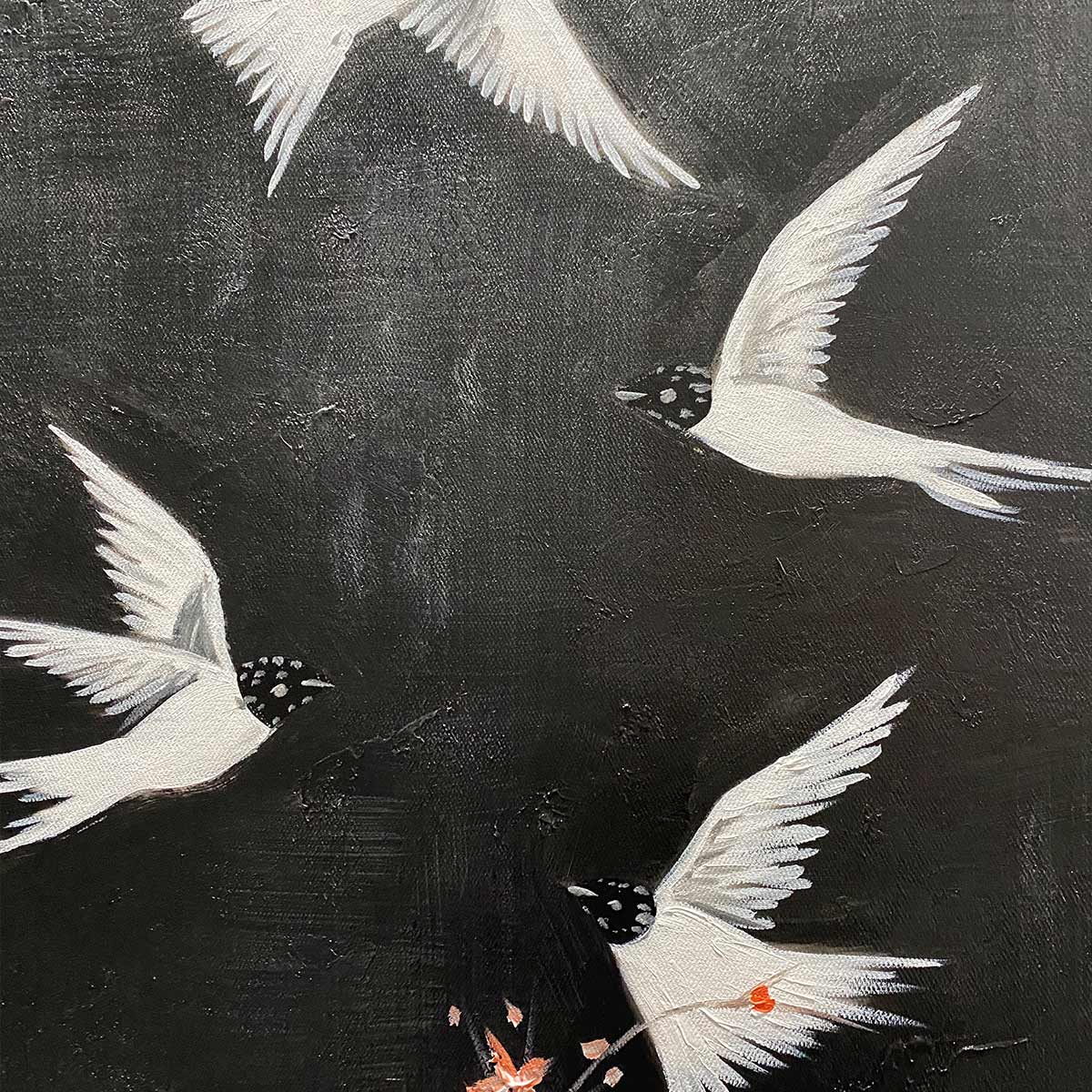 DANCING IN THE DARK: Beaded Birds and Blossoms Artwork