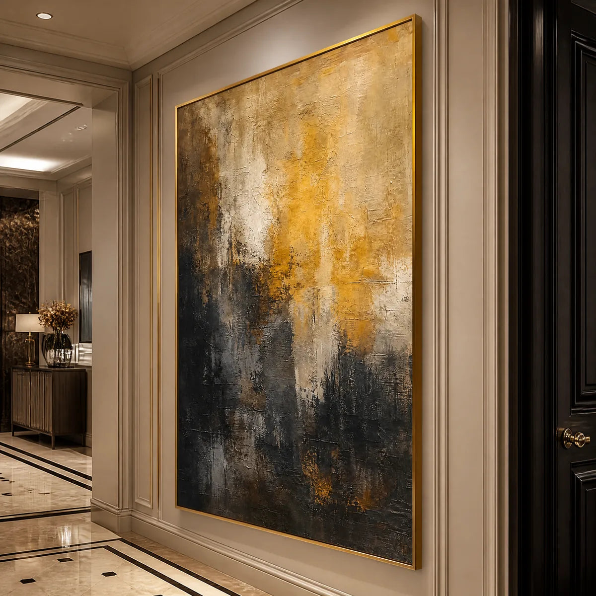 DARK EMBER RISE: Dark Gold Vertical Abstract