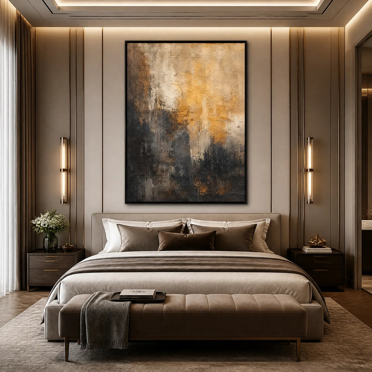 DARK EMBER RISE: Dark Gold Vertical Abstract