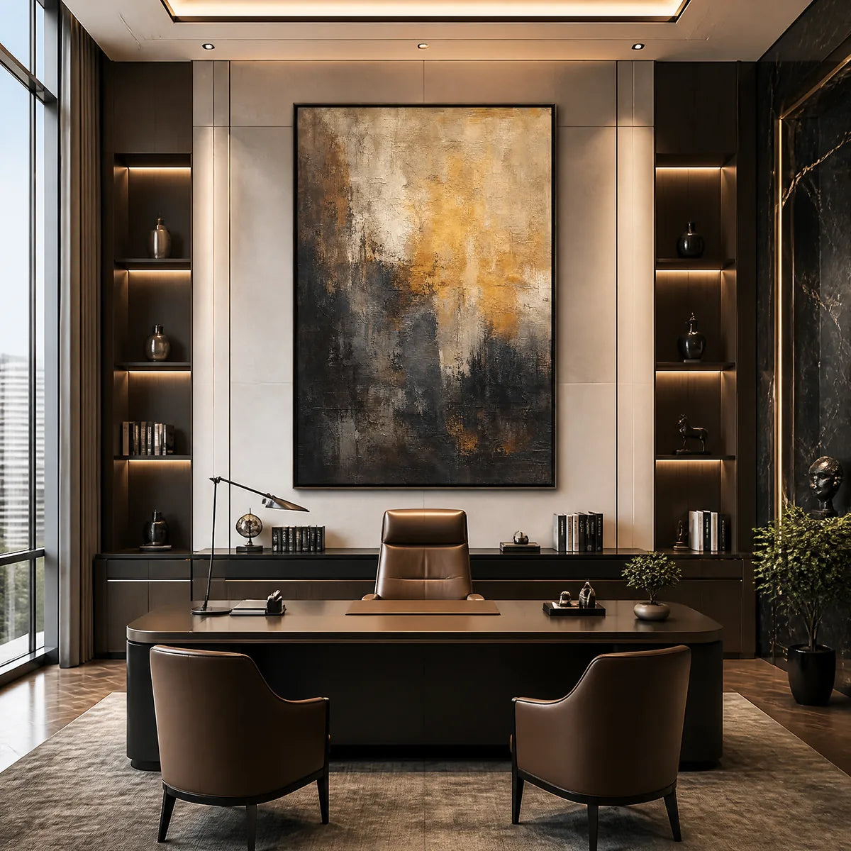 DARK EMBER RISE: Dark Gold Vertical Abstract