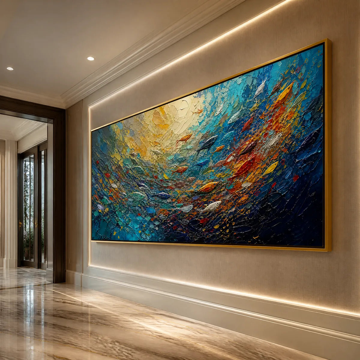 DEEP TIDE: Deep Blue Abstract Ocean Painting