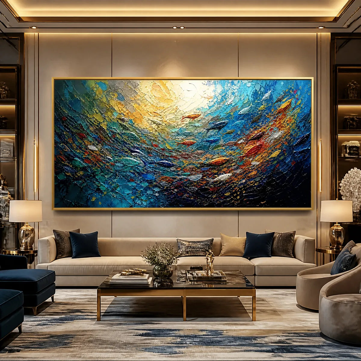 DEEP TIDE: Deep Blue Abstract Ocean Painting