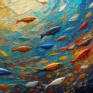 DEEP TIDE: Deep Blue Abstract Ocean Painting