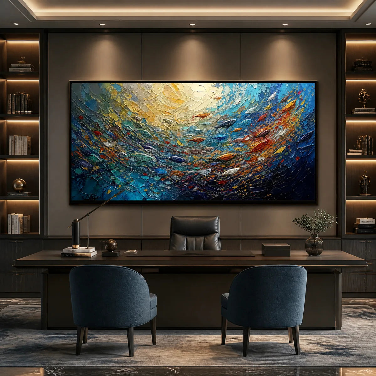 DEEP TIDE: Deep Blue Abstract Ocean Painting