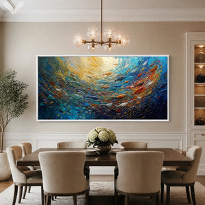 UNDERWATER VIBRANCE displayed in a refined dining room.