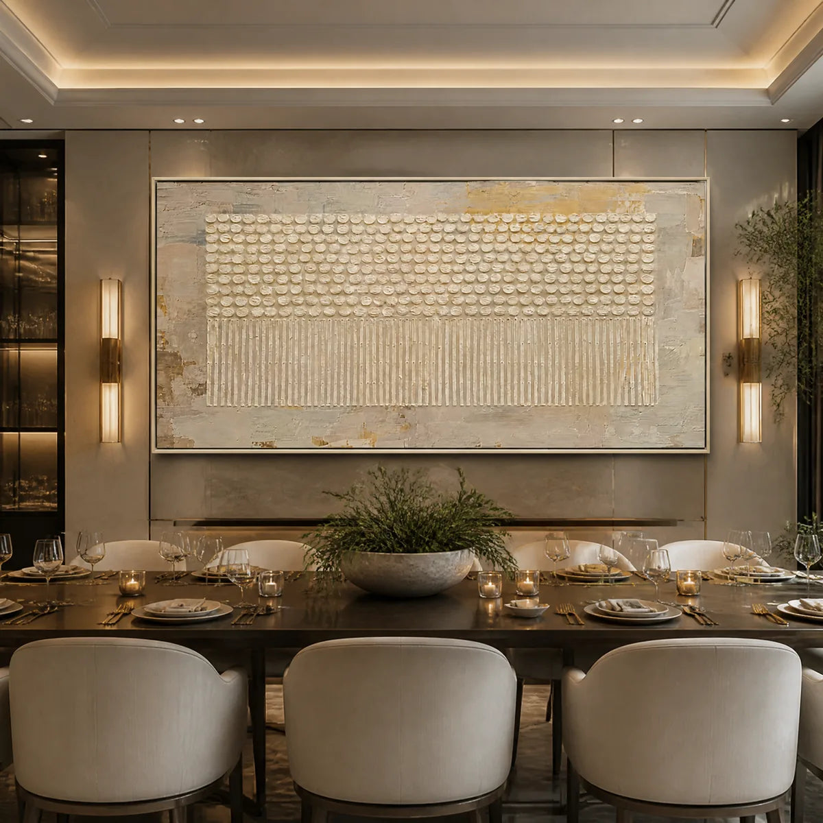DESERT BEADS: Neutral Dot Texture Panoramic Painting