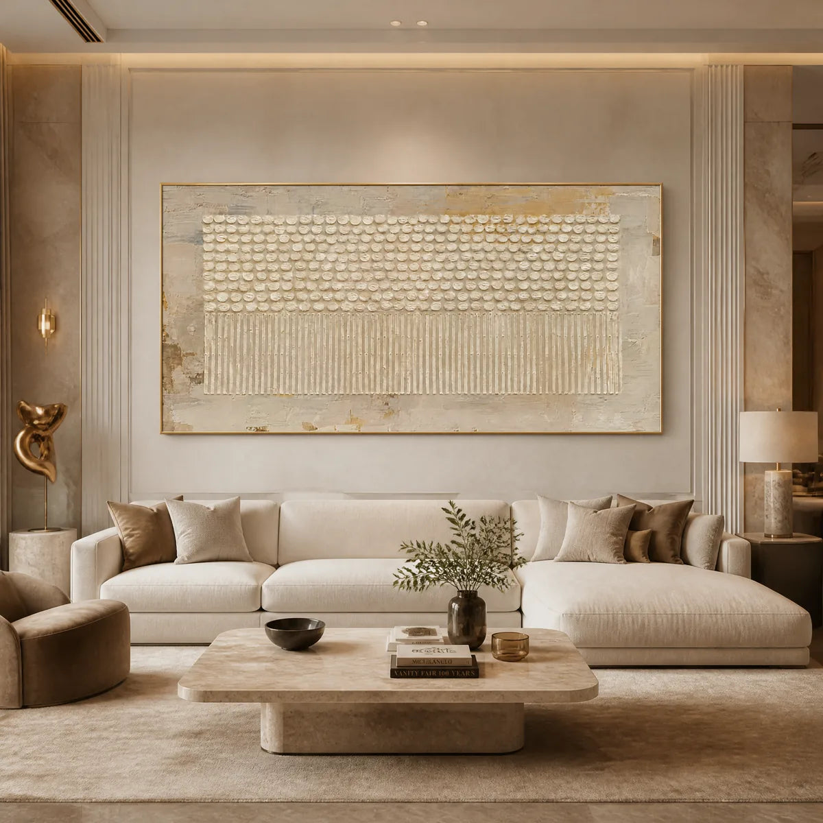 DESERT BEADS: Neutral Dot Texture Panoramic Painting