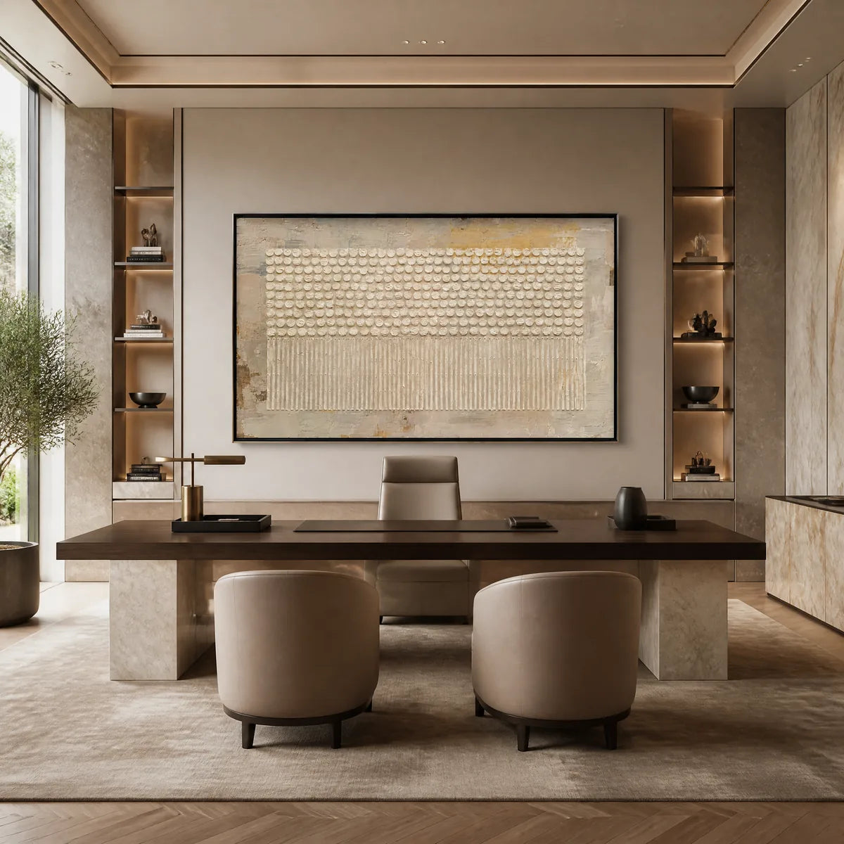 DESERT BEADS: Neutral Dot Texture Panoramic Painting