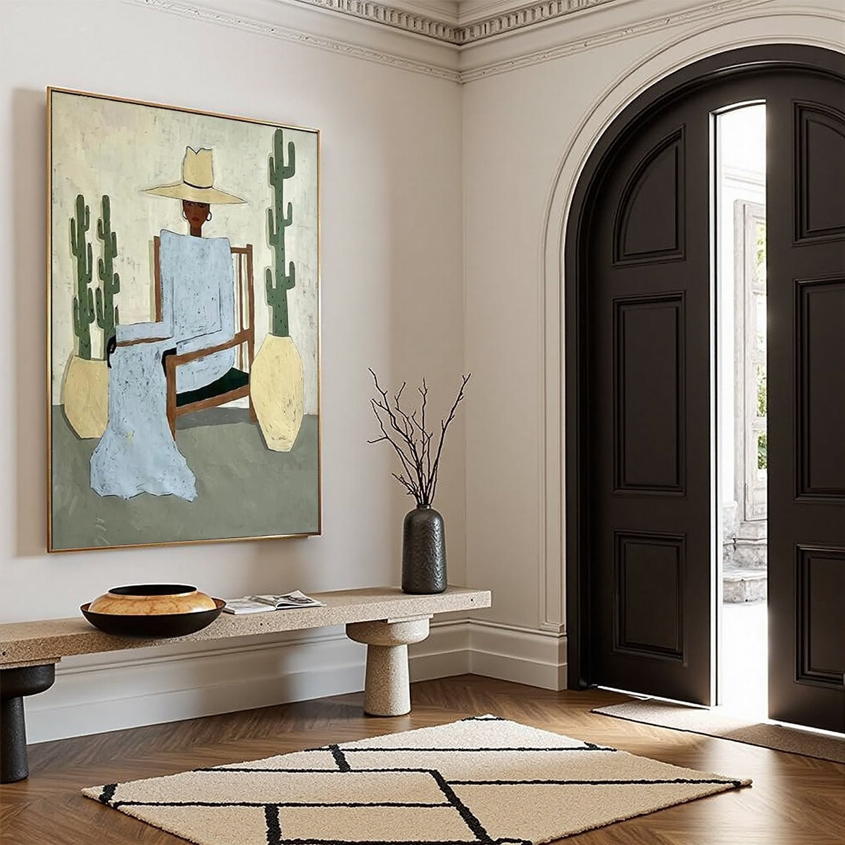 DESERT POISE: Minimalist Figurative Portrait Oil Painting