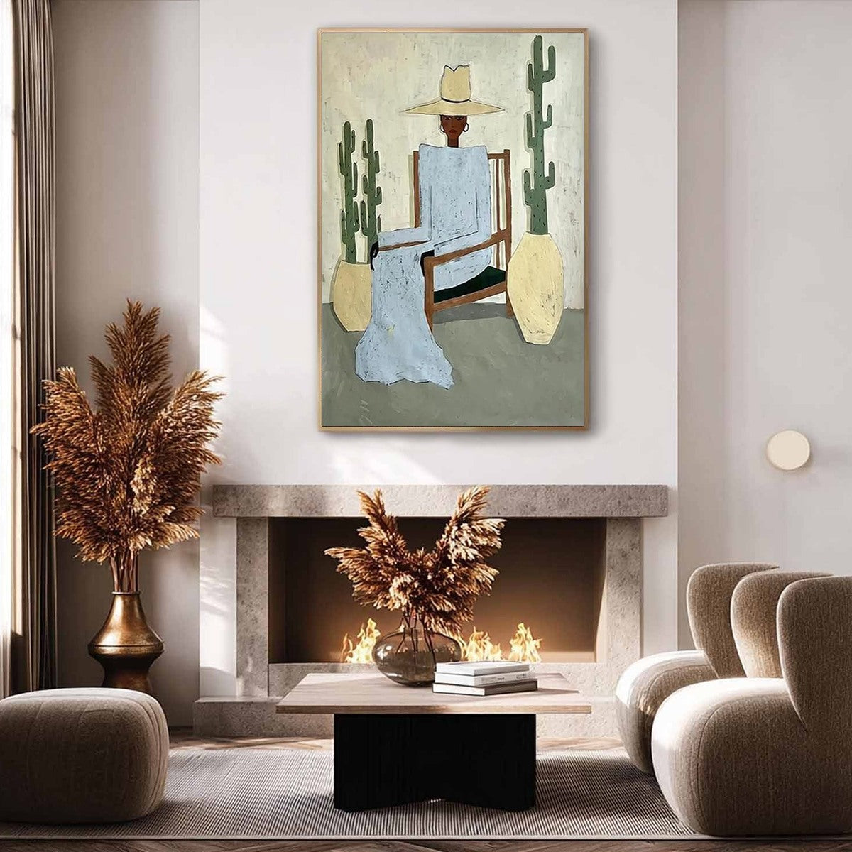 DESERT POISE: Minimalist Figurative Portrait Oil Painting