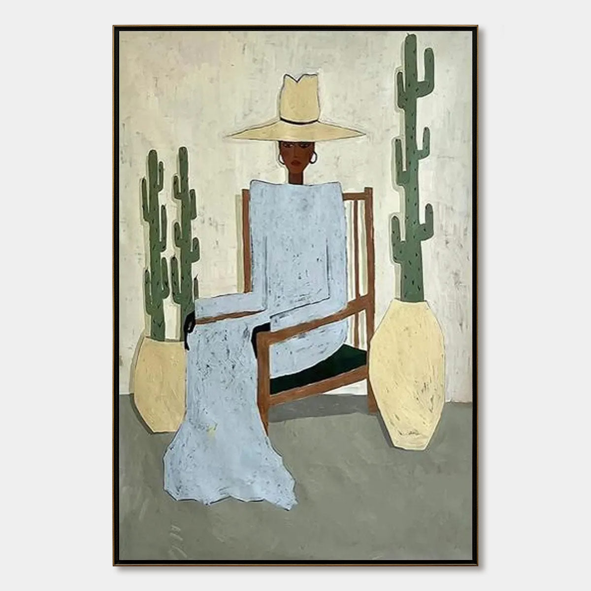 DESERT POISE: Minimalist Figurative Portrait Oil Painting