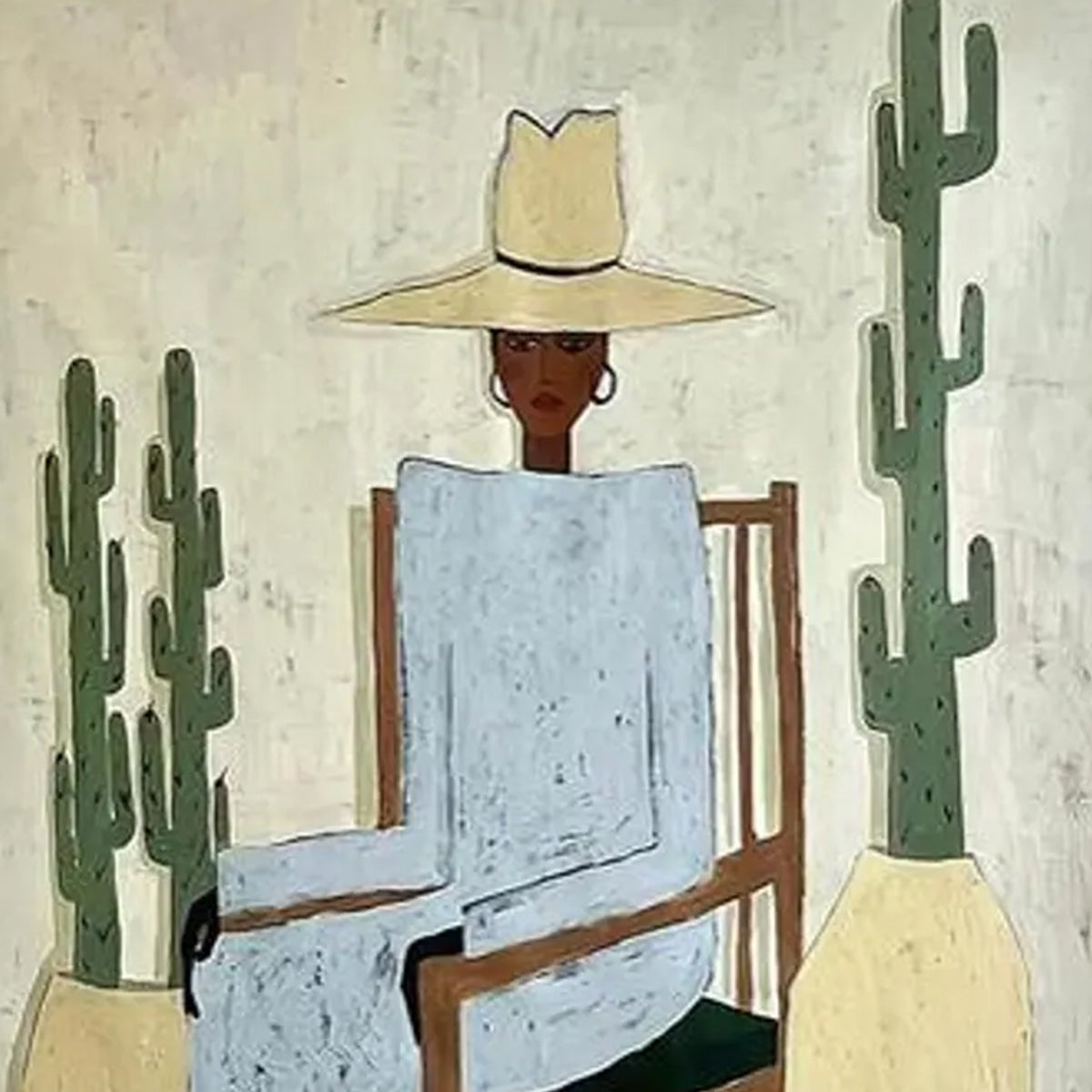 DESERT POISE: Minimalist Figurative Portrait Oil Painting