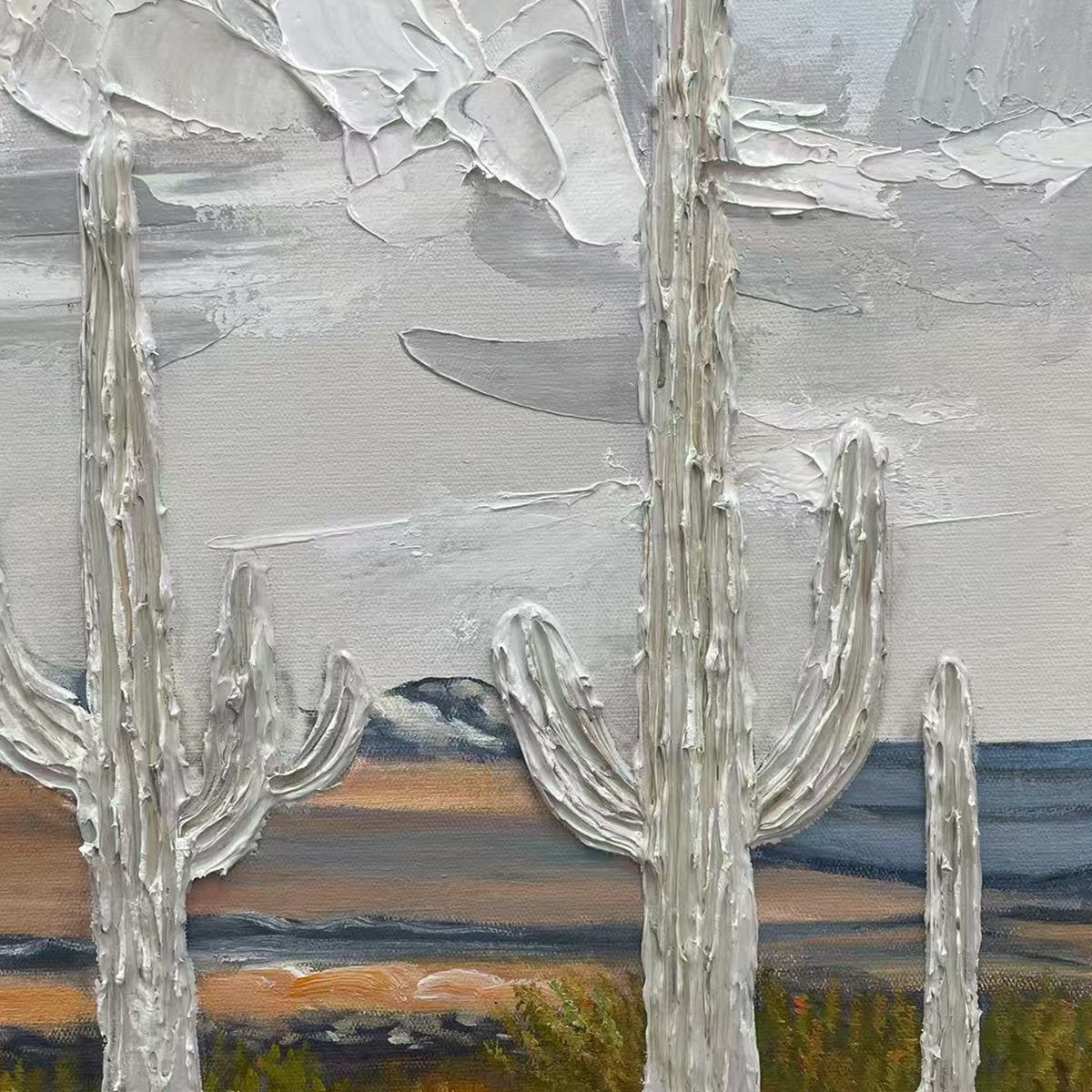 Textured Desert Landscape Impasto Wall Art | Horizontal