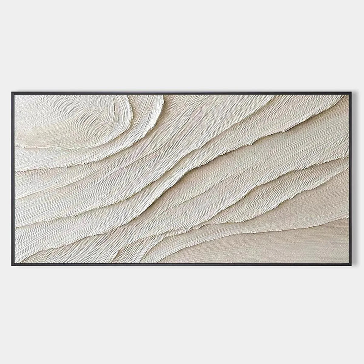 Beige Abstract Minimalist Textured Painting for Living Room